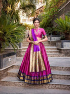 Rani Pink Gold Zari Paithani Silk Lehenga Choli - BONYHUBSALWAR KAMEEZ