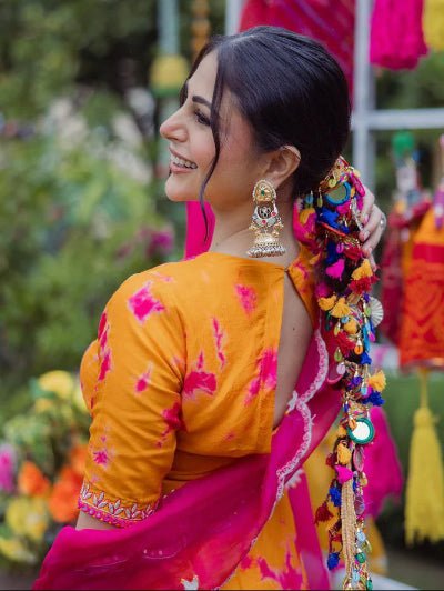 Orange Pink Tie Dye Indian Ethnic Sharara Set - BONYHUBSALWAR KAMEEZ