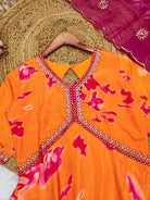 Orange Pink Tie Dye Indian Ethnic Sharara Set - BONYHUBSALWAR KAMEEZ