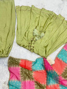 Pista Green Chinon Silk Anarkali Suit With Multicolour Dupatta UK Next Day - BONYHUBSALWAR KAMEEZ