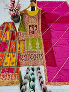 Multicolour Royal Chinon Silk Festive Sharara Set - BONYHUBSALWAR KAMEEZ