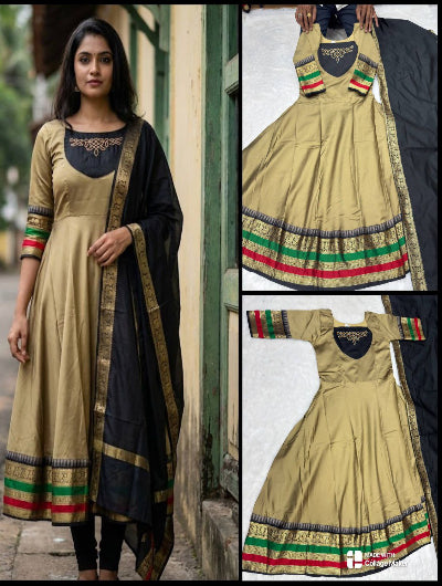 Traditional Jacquard Silk Anarkali Dupatta Set Of 2