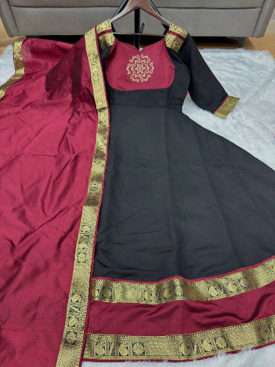 Elegant Roman Silk Anarkali Dupatta Set Of 2