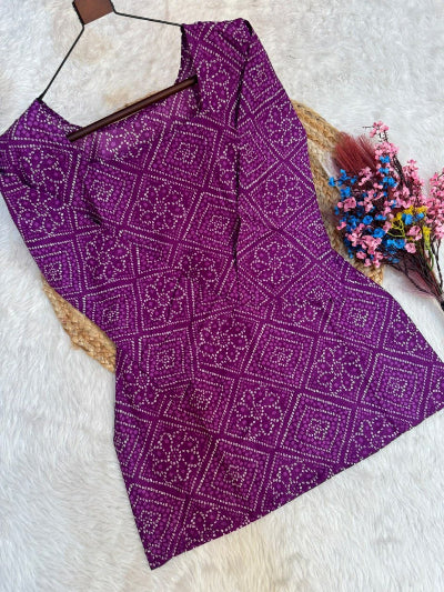 Bandhani Print Cotton Co-ord Set with Farshi Pants
