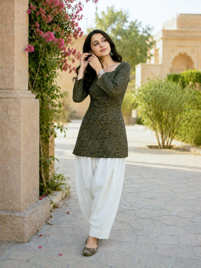 Bandhani Print Cotton Co-ord Set with Farshi Pants