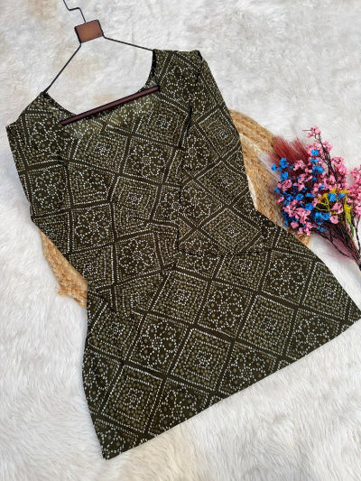 Bandhani Print Cotton Co-ord Set with Farshi Pants