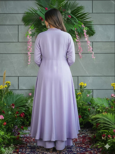 Lilac Muslin Cotton Sharara Set with Dupatta