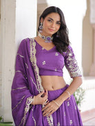 Purple Vichitra Silk Zari Embroidery Lehenga Choli Set - BONYHUBSALWAR KAMEEZ