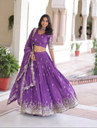Purple Vichitra Silk Zari Embroidery Lehenga Choli Set - BONYHUBSALWAR KAMEEZ