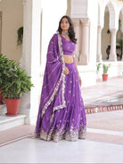 Purple Vichitra Silk Zari Embroidery Lehenga Choli Set - BONYHUBSALWAR KAMEEZ