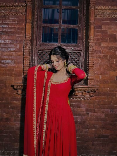 Designer Georgette Embroidery Anarkali Gown Suit Set - BONYHUBSALWAR KAMEEZ