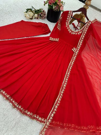 Designer Georgette Embroidery Anarkali Gown Suit Set - BONYHUBSALWAR KAMEEZ