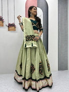 Green Pure Cotton Butta Work Lehenga Choli Set - BONYHUBSALWAR KAMEEZ