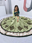 Green Pure Cotton Butta Work Lehenga Choli Set - BONYHUBSALWAR KAMEEZ