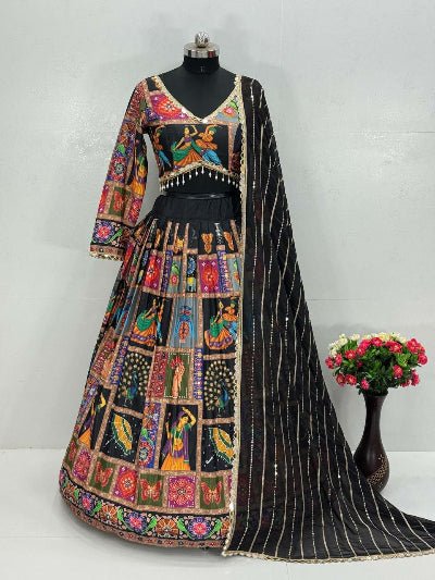 Black Multicolour Tapeta Silk Lehenga Choli Set - BONYHUBSALWAR KAMEEZ