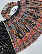 Black Multicolour Tapeta Silk Lehenga Choli Set - BONYHUBSALWAR KAMEEZ