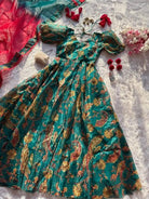 Teal Green Organza Paisley Print Gown Dupatta Set Of 2 - BONYHUBSALWAR KAMEEZ