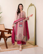Maroon Printed Pure Chinon Flowy Salwar Suit Set - BONYHUBSALWAR KAMEEZ