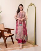 Maroon Printed Pure Chinon Flowy Salwar Suit Set - BONYHUBSALWAR KAMEEZ