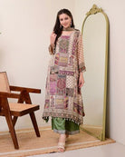 Green Printed Pure Chinon Flowy Salwar Suit Set - BONYHUBSALWAR KAMEEZ