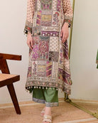 Green Printed Pure Chinon Flowy Salwar Suit Set - BONYHUBSALWAR KAMEEZ