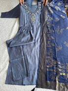 Powder Blue Handwork Roman Silk Salwar Suit Set - BONYHUBSALWAR KAMEEZ