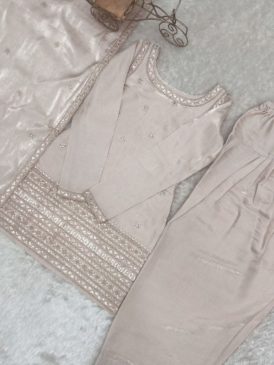 Designer Royal Ivory Embroidered Farshi Suit Set