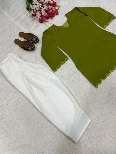 Roman Silk Kurti with Farshi Salwar Set Of 2
