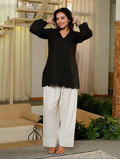 Roman Silk Kurti with Farshi Salwar Set Of 2