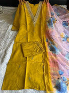 Mustard Yellow Roman Silk Salwar Suit Set - BONYHUBSALWAR KAMEEZ