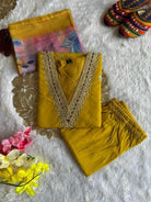 Mustard Yellow Roman Silk Salwar Suit Set - BONYHUBSALWAR KAMEEZ