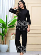 Black Rayon Silk Embroidered Kurti Pant Set Of 2 - BONYHUBSALWAR KAMEEZ