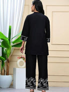 Black Rayon Silk Embroidered Kurti Pant Set Of 2 - BONYHUBSALWAR KAMEEZ