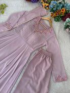 Lilac Georgette Handwork Anarkali Suit Set - BONYHUBSALWAR KAMEEZ