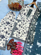 White Floral Digital Print Palazzo Suit Set - BONYHUBSALWAR KAMEEZ