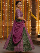 Purple Bottle Green Sequins Work Lehenga Choli - BONYHUBSALWAR KAMEEZ