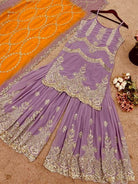 Lilac Georgette Designer Sharara Suit Set - BONYHUBSALWAR KAMEEZ