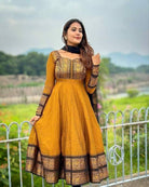 Mustard South Indian Zari Work Anarkali Dupatta 2pc - BONYHUBSALWAR KAMEEZ