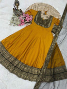 Mustard South Indian Zari Work Anarkali Dupatta 2pc - BONYHUBSALWAR KAMEEZ