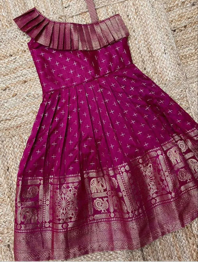 Kids Paithani Silk Jacquard Gown