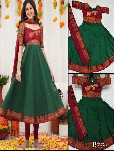 South Traditional Veena Zai Anarkali Dupatta Set Of 2