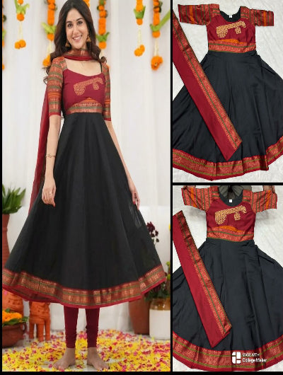 South Traditional Veena Zai Anarkali Dupatta Set Of 2