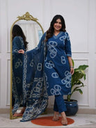 Blue Chanderi Salwar Suit with Printed Dupatta - BONYHUBSALWAR KAMEEZ