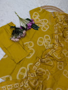 Mustard Yellow Chanderi Salwar Suit with Printed Dupatta - BONYHUBSALWAR KAMEEZ