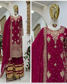 Maroon Georgette Festive Sharara Palazzo Suit Set - BONYHUBSALWAR KAMEEZ