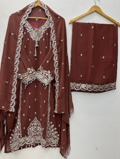 Regal Embroidered Georgette Palazzo Suit with Luxe Latkan Detailing
