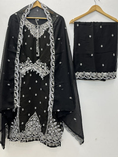 Regal Embroidered Georgette Palazzo Suit with Luxe Latkan Detailing
