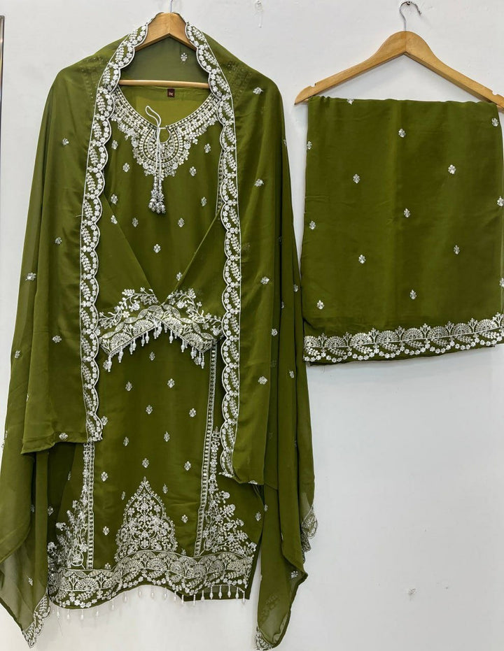 Regal Embroidered Georgette Palazzo Suit with Luxe Latkan Detailing