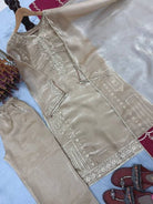 Royal Gold Tissue Silk Embroidery Work Straight Suit - BONYHUBSALWAR KAMEEZ