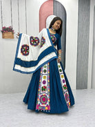 Teal Blue & White Gamathi Work Lehenga Choli Set - BONYHUBSALWAR KAMEEZ
